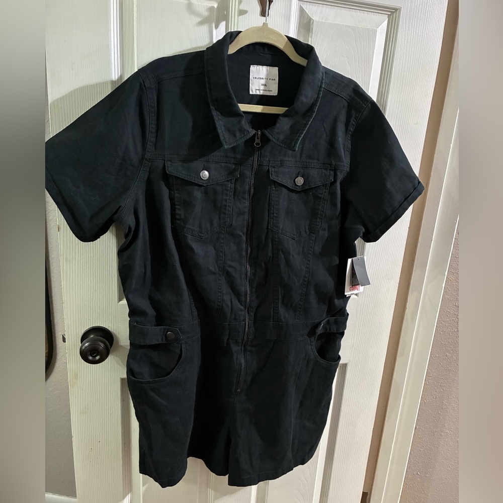 Celebrity Pink Junior’s Plus Size Black Romper